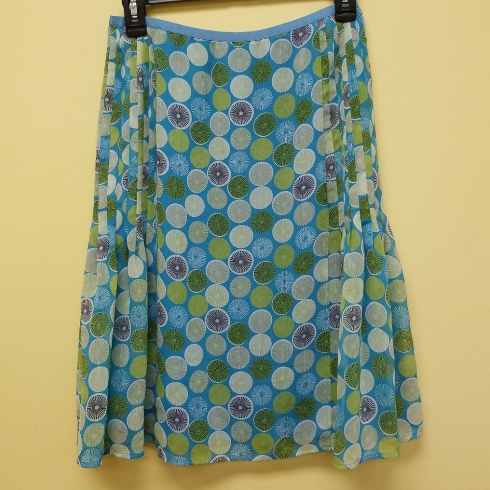Sigrid Olsen pleated teal circle skirt  m116:5:418